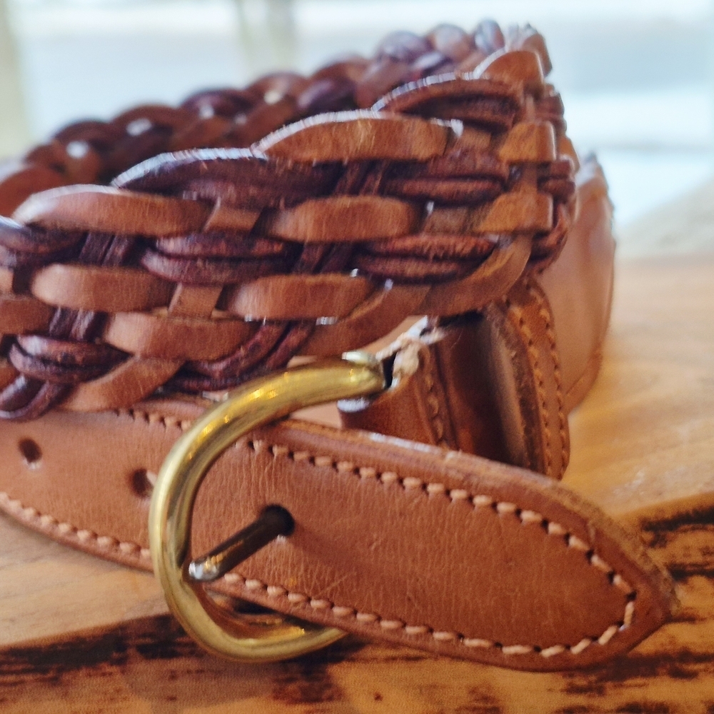 Next Tan and Brown Braided Leather Belt